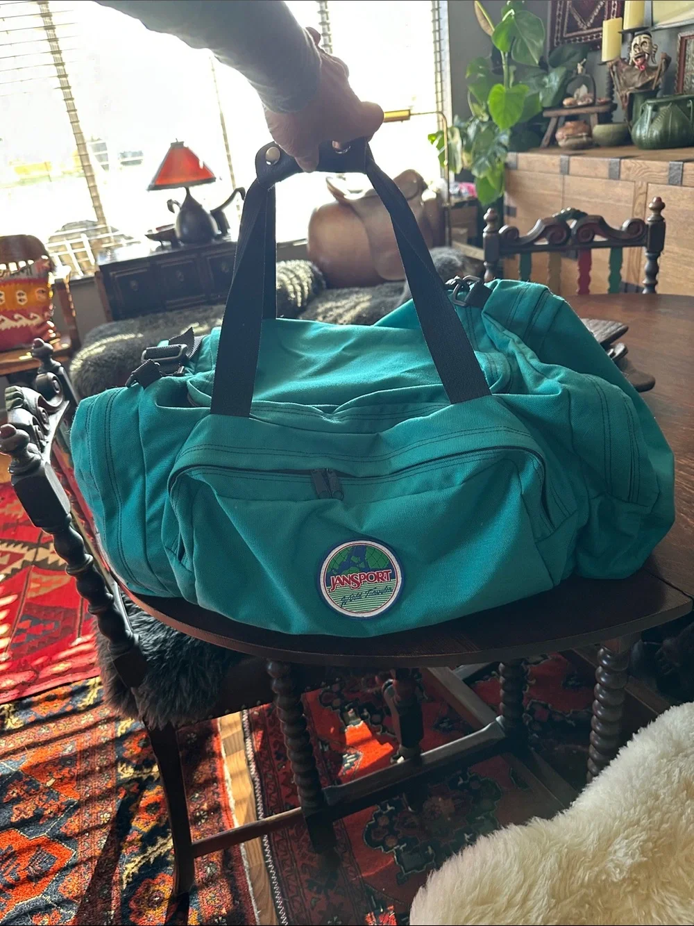 Jansport ‘World Traveler’ large Teal Weekend Duffel Bag Gym beach travel unisex